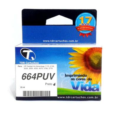 Cartucho HP CTN-664PUV Preto Remanufaturado 1115 2136 3636 3786 2676 20 ml Cartucho HP CTN-664PUV Preto Remanufaturado 1115 2136 3636 3786 2676 20 ml