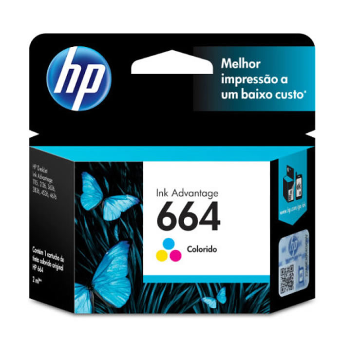 Cartucho HP 664 F6V28AB Colorido Original DESKJET INK ADVANTAGE 1115 2136 3636 3786 2676 2676 2 ml Cartucho HP 664 F6V28AB Colorido Original DESKJET INK ADVANTAGE 1115 2136 3636 3786 2676 2676 2 ml