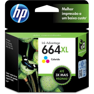 Cartucho HP 664XL F6V30AB Colorido Original DESKJET INK ADVANTAGE 1115 2136 3636 3786 2676 2676 8 m Cartucho HP 664XL F6V30AB Colorido Original DESKJET INK ADVANTAGE 1115 2136 3636 3786 2676 2676 8 m