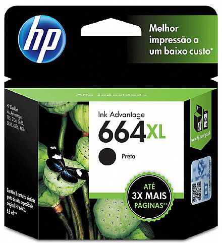 Cartucho HP 664XL F6V31AB Preto Original DESKJET INK ADVANTAGE 1115 2136 3636 3786 2676 2676 8,5 ml Cartucho HP 664XL F6V31AB Preto Original DESKJET INK ADVANTAGE 1115 2136 3636 3786 2676 2676 8,5 ml